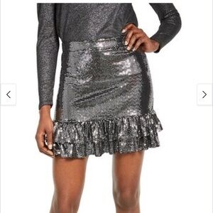 Michael Kors Silver Sequin Mini Skirt. Large